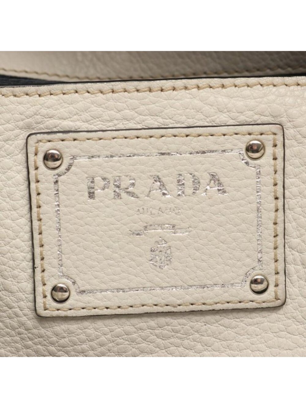 Prada Handbag White Leather Triangle Logo 2-Way Tote - Picture 4 of 11